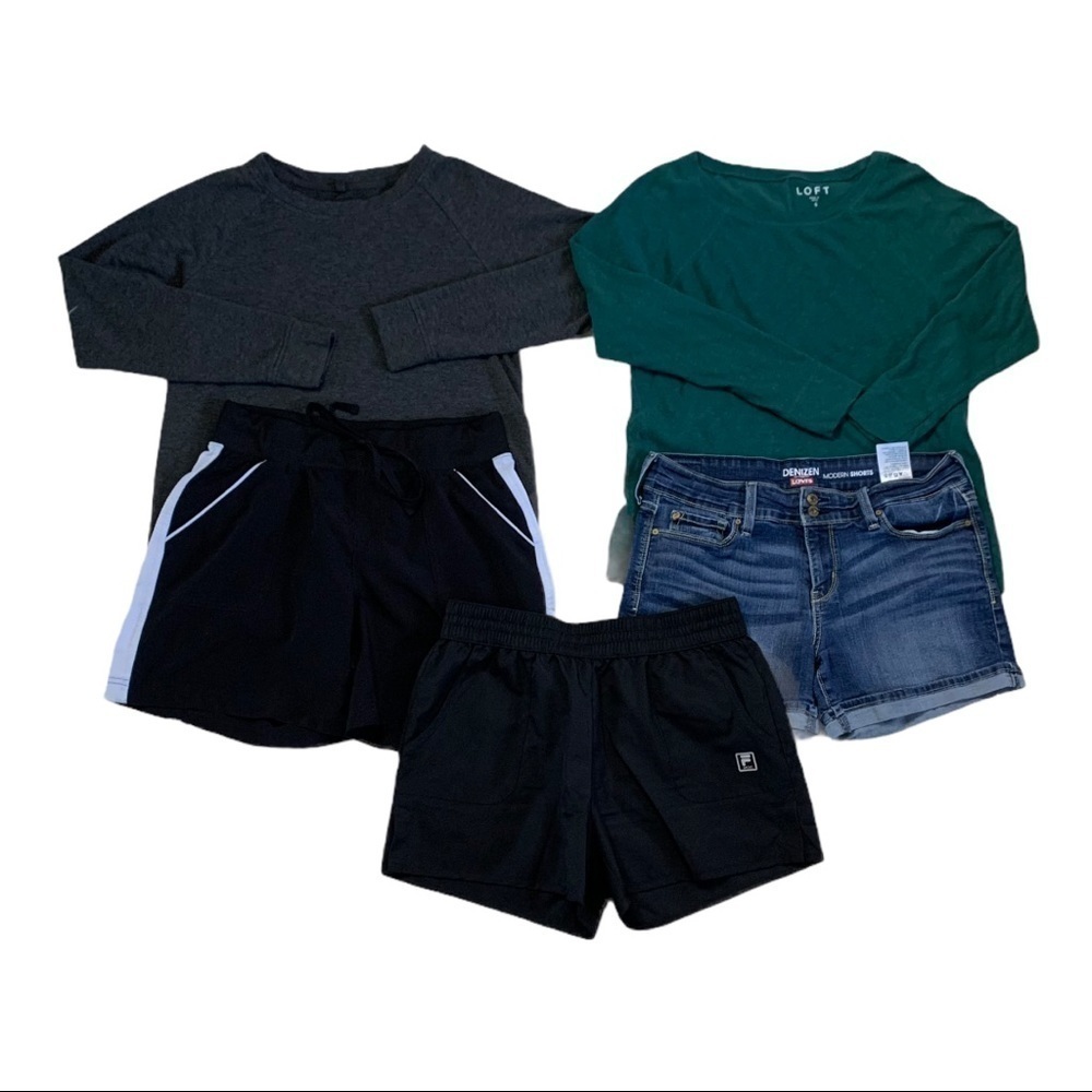 Bundle 3 pairs shorts and 2 Long Sleeve Tops
